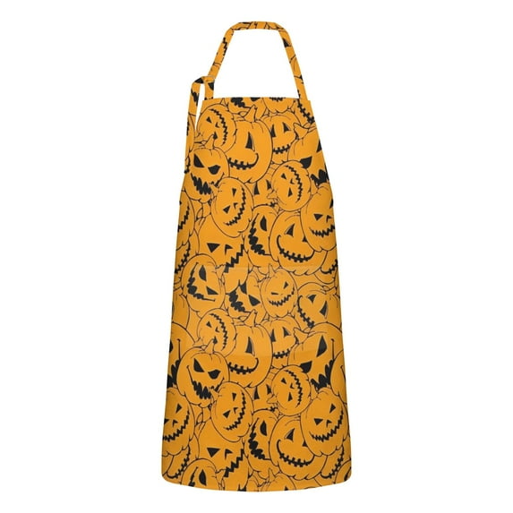 Halloween Pumpkin Apron-Garden Aprons for Women with Pockets-Cotton Linen Waterproof Kitchen Cooking Gardening Aprons Adjustable for Kitchen,Cooking,BBQ and Salon 32"x27"
