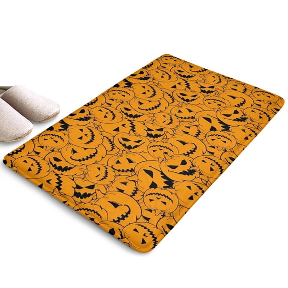 Halloween Pumpkin Pattern Flannel Non Slip Door Rugs,Washable Door Mats Indoor,Decorative Door Mats,Dirt-Resistant and Absorbent Doormat for Entrance,Bedroom,Kitchen,Bathroom,23.5x16in(60x40cm)
