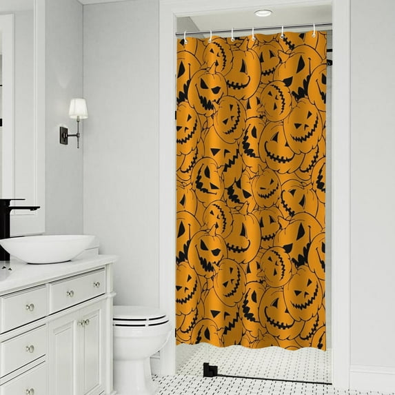 Halloween Pumpkin Pattern Shower Curtain 36"x72" ,Bathroom Decorative Shower Curtains Set with 12 Hooks,Modern Waterproof Washable Shower Curtain