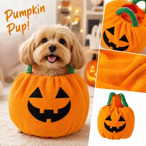 Halloween Pumpkin Pet Costume For Dogs And Cats, Funny Holiday Outfit For Small Pets, Festive Dress Up Clothing For Costume Parties, Photo Sessions, Family Gatherings And Party Fun