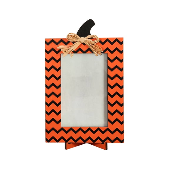 Halloween Pumpkin Picture Frame Rustic Wooden Photo Holder for Fall Thanksgiving Decor Desktop Tabletop Ornament Seasonal Home Party Photo Display Decor, 1Pack B