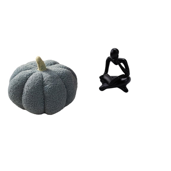 Halloween Pumpkin Pillow Abstract Reader Statue Human Figurine Plush Resin Home Decor for Bedroom Office Shelf