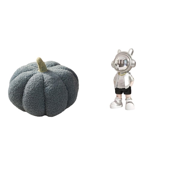 Halloween Pumpkin Pillow Astronaut Figurine Plush Cushion Durable Resin Ideal for Office Shelf Desk Decoration
