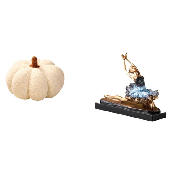 Halloween Pumpkin Pillow Ballet Dancer Statue Plush Soft Material Home Bedroom Girls Room Decor Ornament Set