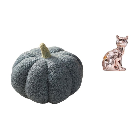 Halloween Pumpkin Pillow Cat Statue Sofa Cushion Plush Material Perfect for Bedroom Living Room Decor