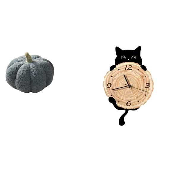 Halloween Pumpkin Pillow Cat Wall Clock Sofa Cushion Soft Plush Material for Family Living Room Bedroom
