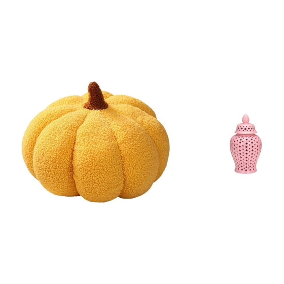 Halloween Pumpkin Pillow Ceramic Ginger Jar Plush Cushion Unique Decor for Bedroom Party Home Display