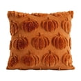 thumbnail image 1 of Halloween Pumpkin Pillow Cover, Faux Plush Throw Pillow Case, Soft 3D Embossed Decorative Cushion Cover for Couch Sofa Bed Living Room Fall Home Decor, White 18x18 Inch, 1 of 8