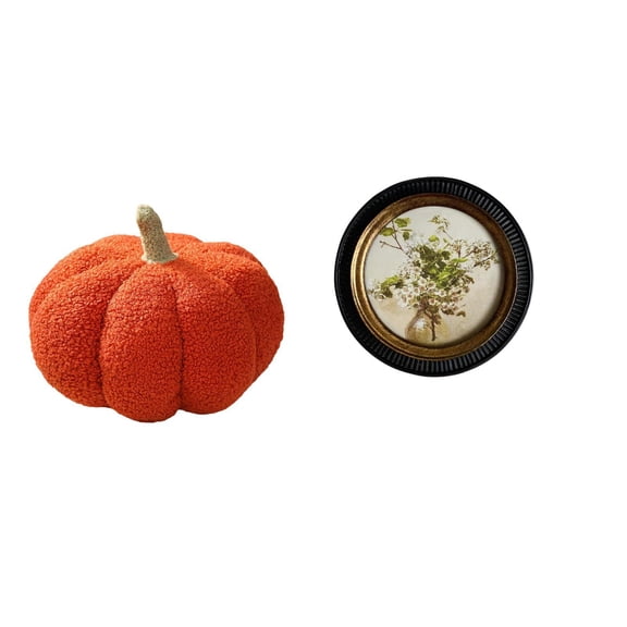 Halloween Pumpkin Pillow European Round Picture Frame Embossed Resin Material Bedroom Restaurant Office Gallery Display