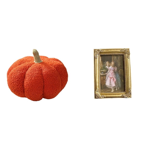 Halloween Pumpkin Pillow Plush Toy Photo Frame Resin Card Display Holder Soft Material Bedroom Living Room Decor Gift