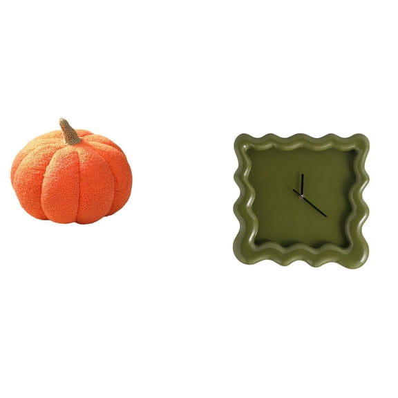 Halloween Pumpkin Pillow Wall Clock Sofa Cushion Plush Material for Bedroom Living Room Decor