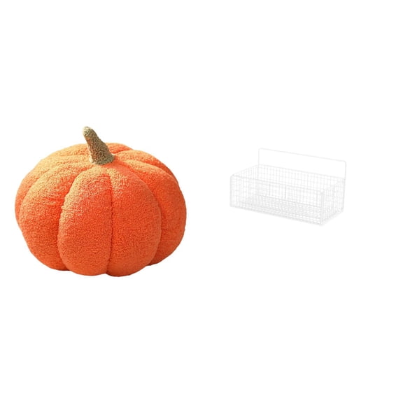 Halloween Pumpkin Pillow Wire Organizer Decorative Basket Plush Iron for Home Bedroom Kitchen Bathroom Decor