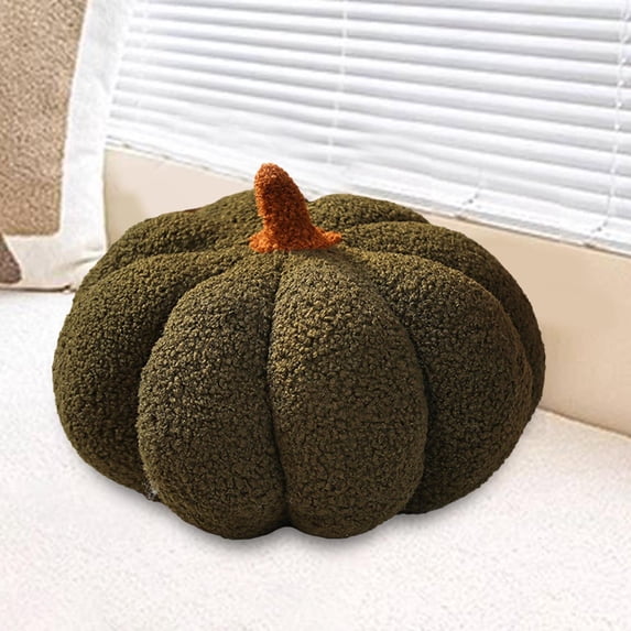 Halloween Pumpkin Pillows, Cute 3D Shaped Cushion, Halloween Plush Toys, Plush Decorative Sofa Cushion for Bed Room Decor Car Deep Green