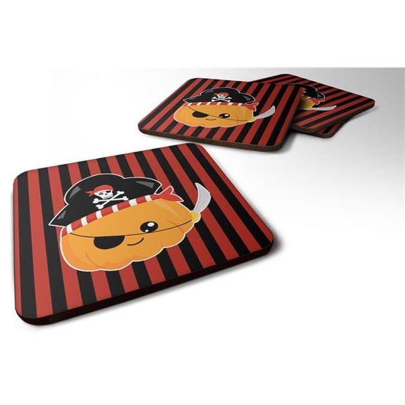 Halloween Pumpkin Pirate Foam Coasters - Set of 4