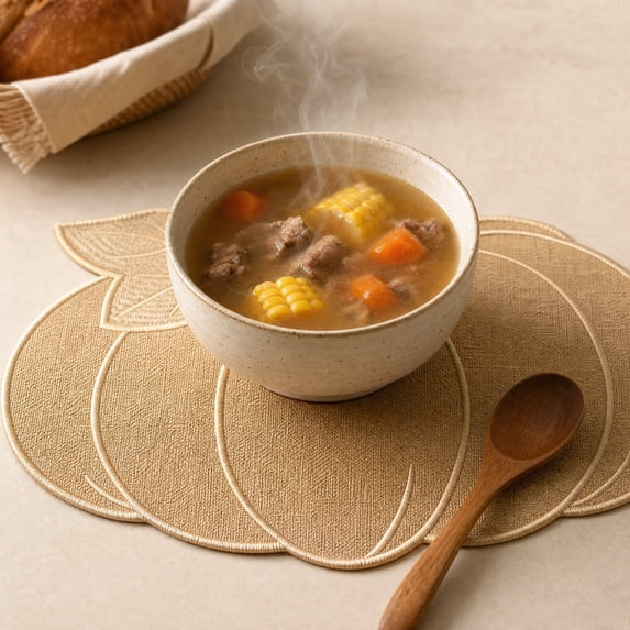 Halloween Pumpkin Placemat, Embroidered Polyester Thermal Insulation Mat, European-Style Western Table Mat in Brown, Gray or Khaki