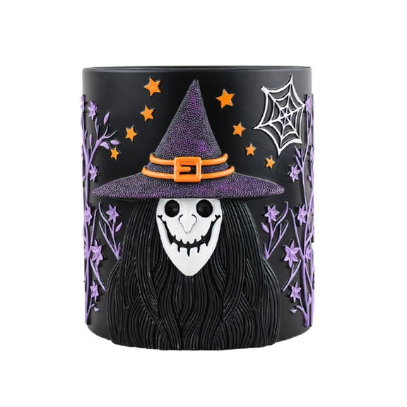 Halloween Pumpkin Plant Pots, Unique Black & Orange Decorative Planters with Jack O Lantern Design, Drainage Hole, Indoor & Outdoor Flower Pots for Desk, Room, Home Decor
