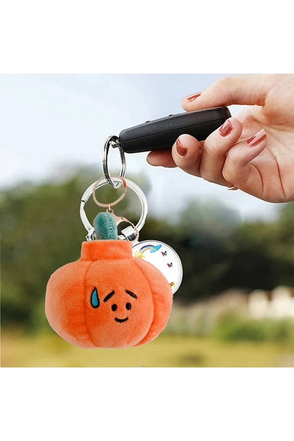 Halloween Pumpkin Plush Keychain - 3.54 Inch Quirky Cute Pendant