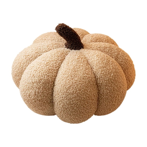Halloween Pumpkin Plush Pillow 13.78in Wool Filled Doll Cushion Holiday Decor Home Ambience Gift(Khaki)