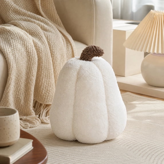 Halloween Pumpkin Plush Pillow – Soft Stuffed Pumpkin Cushion with Cheerful Face, Cotton Lumbar Support Throw Pillow for Sofa, Bed, Chair & Room, Cute Fall Harvest Decorative Gift