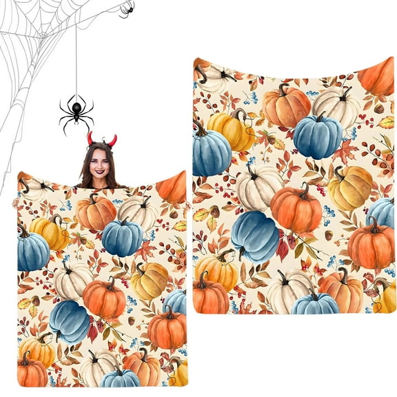 Halloween Pumpkin Print Blanket – 130X100Cm,Flannel,for Bed,Sofa,Fall Seasonal Decor
