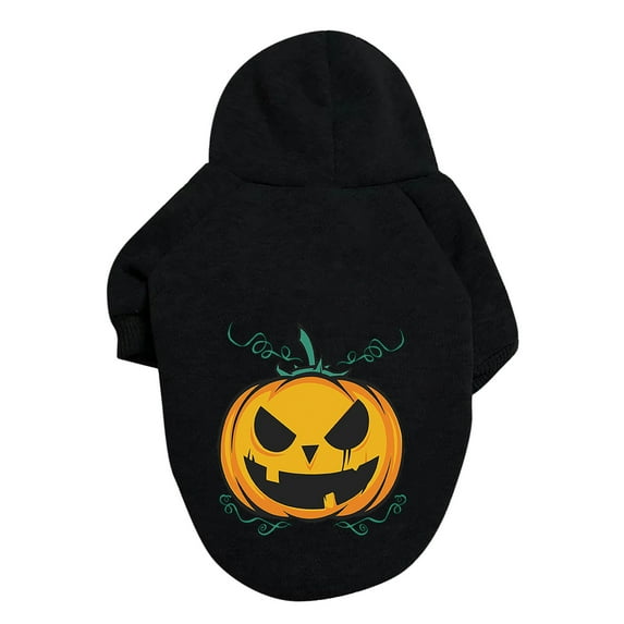 Halloween Pumpkin Print Hoodie for Small & Medium Dogs, Soft & Stylish Pet Apparel for Everyday Wear A - Black