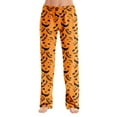 thumbnail image 1 of Halloween Pumpkin Printed Pajama Pants for Women, Soft Comfy Elastic Waist Lounge Sleepwear Trousers, Holiday Nightwear,Ginger XL, 1 of 7