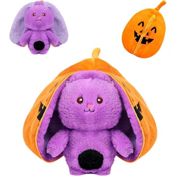 Halloween Pumpkin Rabbit Plush Soft Stuffed Animal Cute Decor Gift for Little Fans