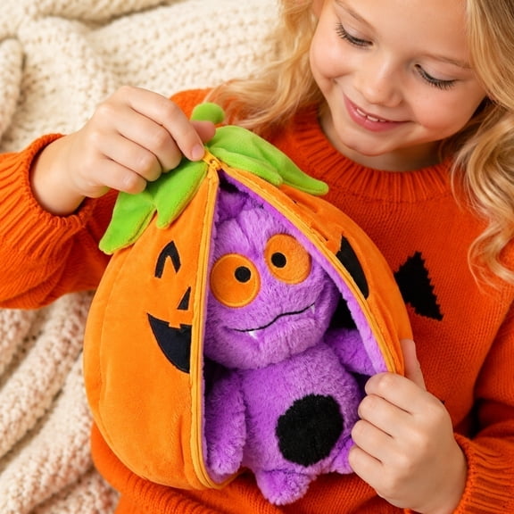 Halloween Pumpkin Rabbit Plush Toy, Soft Stuffed Animal Doll Gift