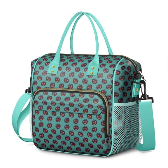 Halloween Pumpkin Repeat Pattern Womens Lunch Box for Work,Insulated Large Lunch Bag for Tween and Teen,Loncheras Para Mujer,Leakproof Adult Lunch Bag for Work,Beach,Travel,Picnic,Camping