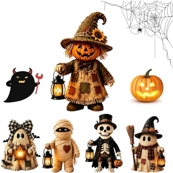 Halloween Pumpkin Resin Figurine, Cute Handcrafted Fall Decor for Tiered Tray, Mantel, and Tabletop Display