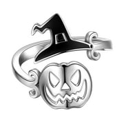 Halloween Pumpkin Ring Wizard Witch Hat Ghost Open Finger Ring Band Silver Plated Men Women Cosplay Party Gift Aurora Tears