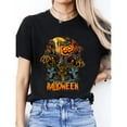 thumbnail image 1 of Halloween Pumpkin Scarecrow Graphic Tee Top Short Sleeve Round Neck Comfort Casual T-Shirt Black S-5XL, 1 of 5