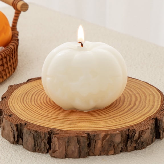 Halloween Pumpkin Scented Aromatherapy Candle, Handmade Personalized Fragrance Ambiance Ornament, Creative Festive Table Decor for Halloween Home Desktop Holiday Decoration Gift, White-B