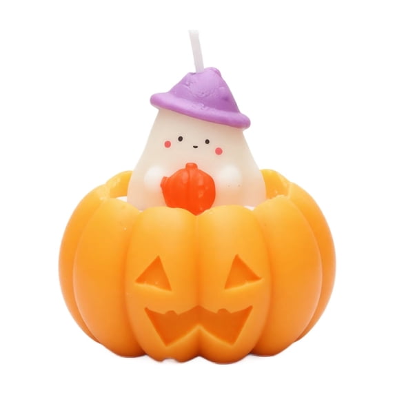Halloween Pumpkin Scented Candle, Cute Brown Ear Ghost Soy Wax Candle for Fall Home Decor, Cozy Autumn Fall , Unique Halloween Party Favors and Seasonal Gifts, 1Pack C