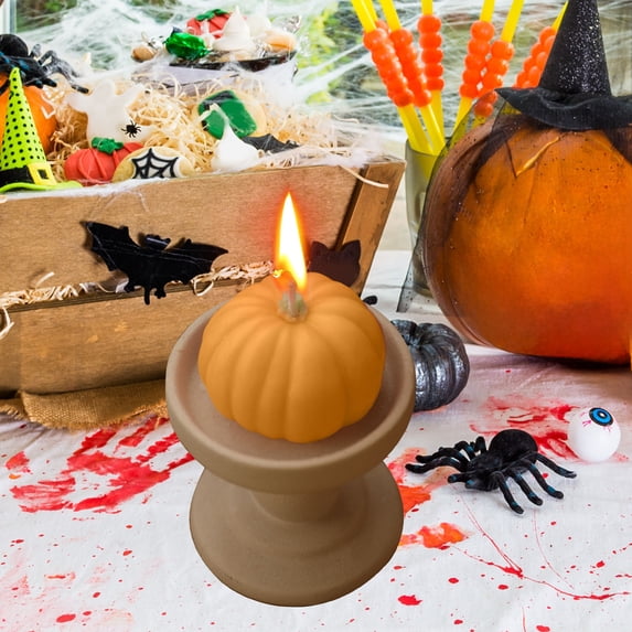 Halloween Pumpkin Scented Candle - Handcrafted Orange Wax Decor, Festive Aromatherapy, Compact Gift & Ambiance Centerpiece-Yellow