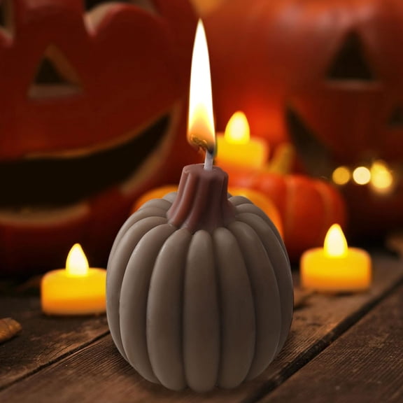 Halloween Pumpkin Scented Candle, Handmade Soy Wax Simulated Pumpkin Aromatherapy Candle for Home Tabletop Mantel Party Decor and Gift