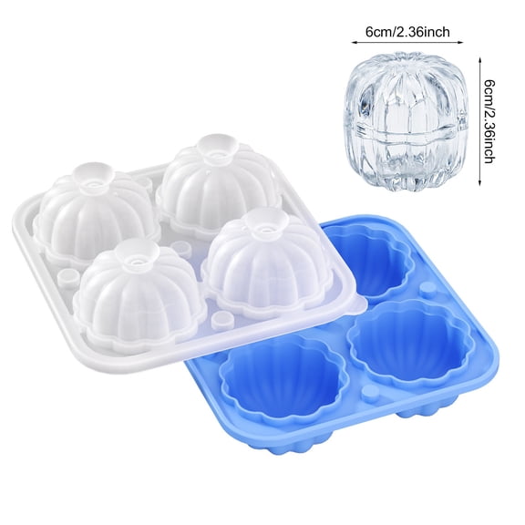 Halloween Pumpkin Shape Silicone Ice Cube Tray - 4 Large Square Molds for Festive Drinks