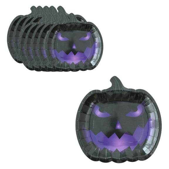 Halloween Pumpkin Shaped Paper Plates, Disposable Tableware, 10-Pack, Heavy-Duty Paper, Oil-Resistant, Waterproof, Party Supplies for Appetizers