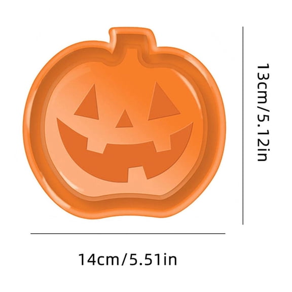 Halloween Pumpkin Shaped Plastic Plates, Cute & Spooky Reusable Serving Trays for Halloween Dinner Party, Ideal for Snacks, Fruits and More