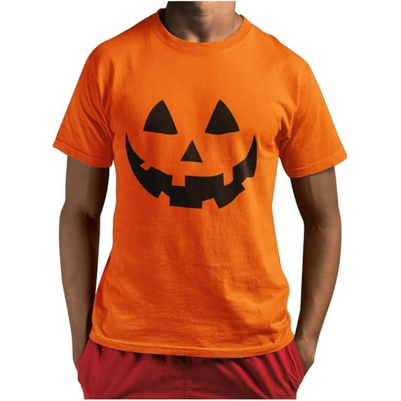 Halloween Pumpkin Shirt for Men - Scary Jack O Lantern Face, Fun and Easy Costume T-Shirt, Spooky and Comfortable, Perfect for Halloween Parties and Trick-or-Treating