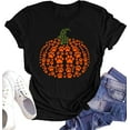 thumbnail image 1 of Halloween Pumpkin Shirt Women Leopard Graphic Tees Short Sleeve Fall T-Shirt Thanksgiving Gift Tops, 1 of 3
