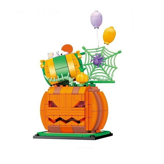 General Jim’s Toys & Bricks Halloween Pumpkin Shop, Modular Building Blocks Set with Light Kit