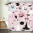 thumbnail image 1 of Halloween Pumpkin Shower Curtain 72Wx72L Inch Kids Pink Cute Cartoon Spooky Ghost Crystal Ball Shower Curtain Bathroom Set Lovely Funny Witch Candy Bath Curtain Bathtub Accessories Home Decor, 1 of 6