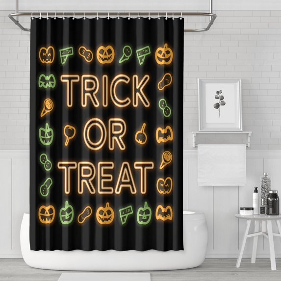 Halloween Pumpkin Shower Curtain,Happy Halloween Spooky Trick or Treat Shower Curtains Elegant Bathroom Curtains for Dorm Bathroom Decor Halloween Christmas