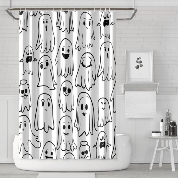 Halloween Pumpkin Shower Curtain,Orange Pumpkin Spooky Ghost Bathroom Curtains Hotel Luxury Style Bathroom Curtains for Apartment Bathroom Decor Halloween Christmas