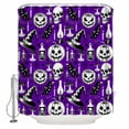 thumbnail image 1 of Halloween Pumpkin Shower Curtain Set ，Waterproof Fabric Shower Curtains Skull Head Hat Purple Background Shower Curtains for Bathroom,Bathroom Decor 36"x72", 1 of 6