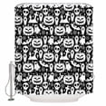 thumbnail image 1 of Halloween Pumpkin Shower Curtain Set ，Waterproof Fabric Shower Curtains Skull Tombstone Ghost Black Background Shower Curtains for Bathroom,Bathroom Decor 72"x84", 1 of 6