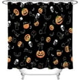 thumbnail image 1 of Halloween Pumpkin Shower Curtains for Bathroom Skull Ghost Cat Black Kids Shower Curtain with Hooks 72x84 inch Extra Long Polyester Fabric Waterproof, 1 of 1