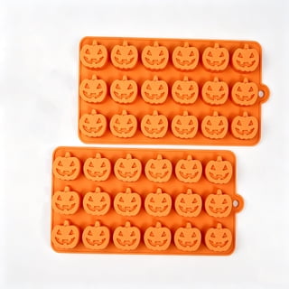 Halloween Pumpkin Silicone Chocolate Mold, 2 Pcs Candy Gummy Baking Tray, 36 Cavity Jack O Lantern Molds for Jelly Cookie