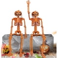 thumbnail image 1 of TETOU Halloween Pumpkin Skeleton Decorations with Posable Joints Skeletons for Party Haunted House Props Decorations, 2 Packs, 1 of 9